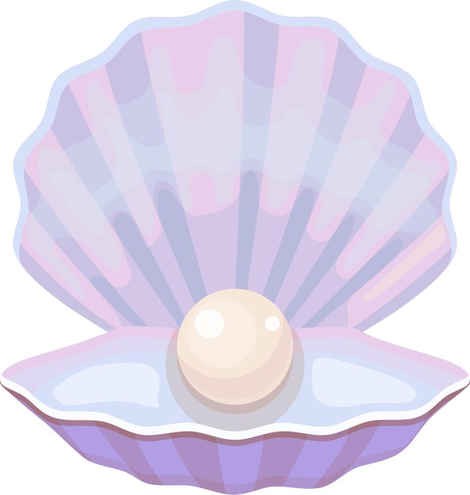 concha abierta con perla. ostra de mar de nácar con una decoración costosa y brillante de piedras preciosas preciosas. vector