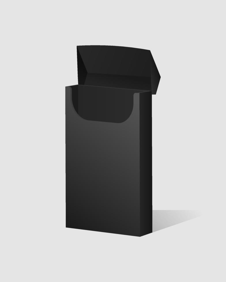 Black cigarette pack open template. vector