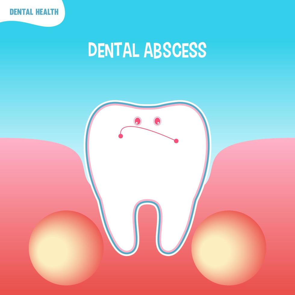 Cartoon bad tooth icon with dental abscess vector