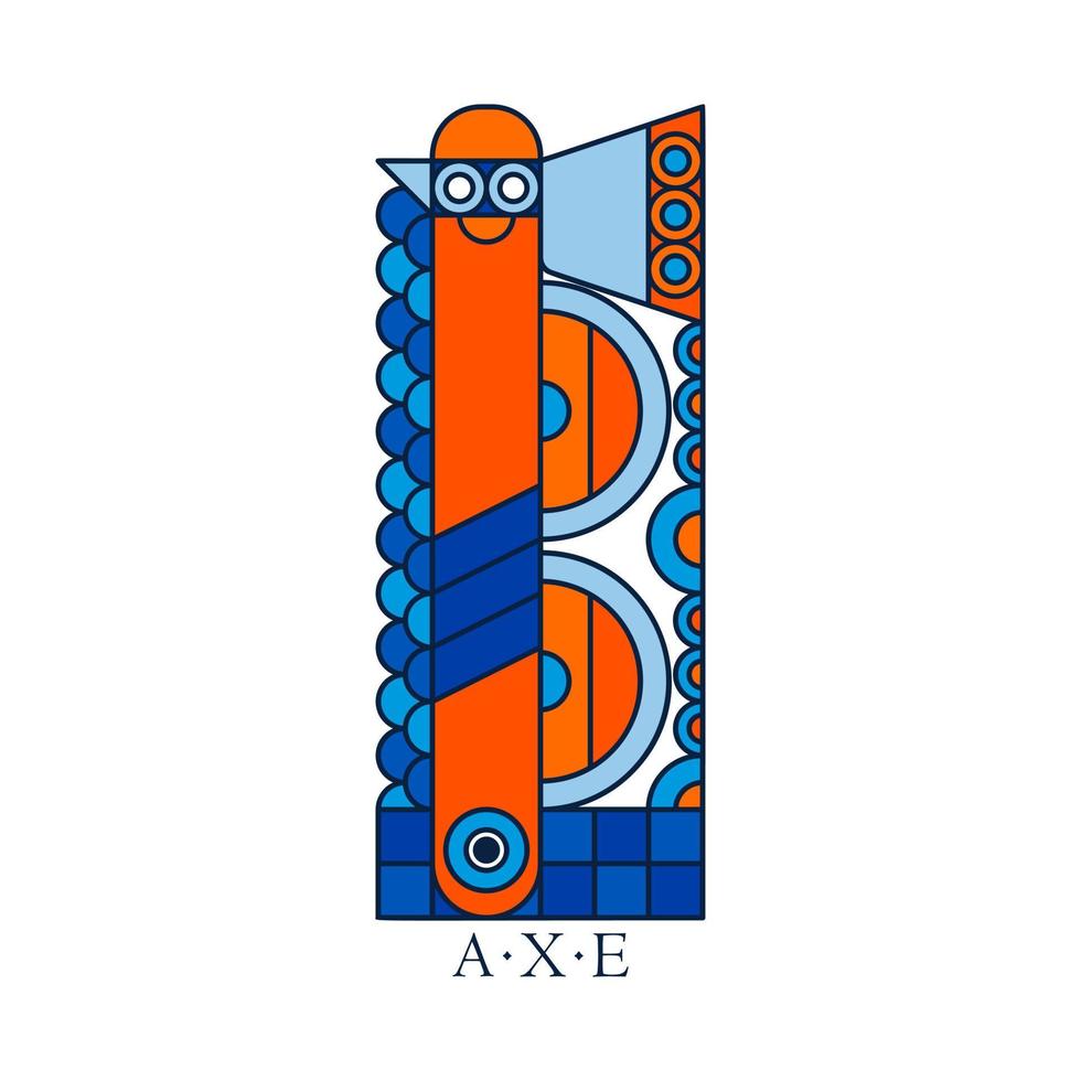 Northern fantasy battle emblem. Viking axe and shield and chain mail vector