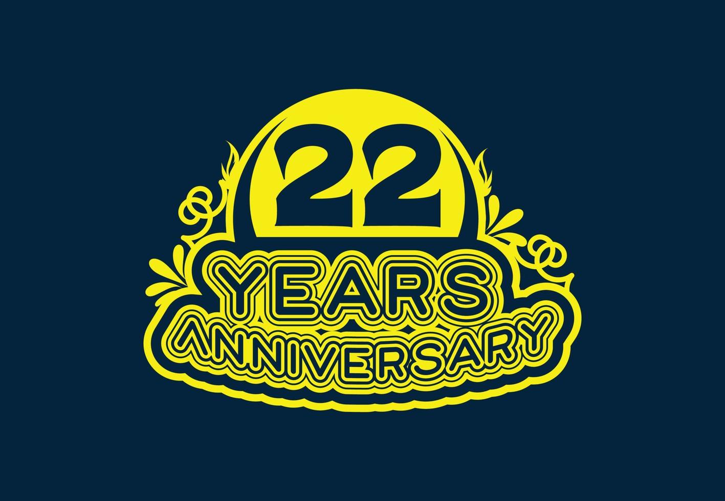 22 years anniversary logo and sticker design vector