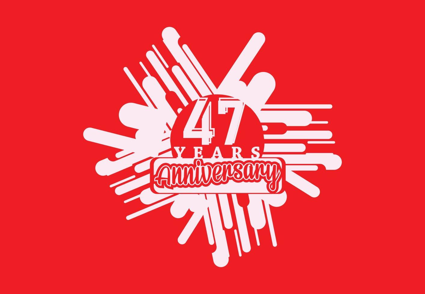 Diseño de logotipo y pegatina de aniversario de 47 años. vector