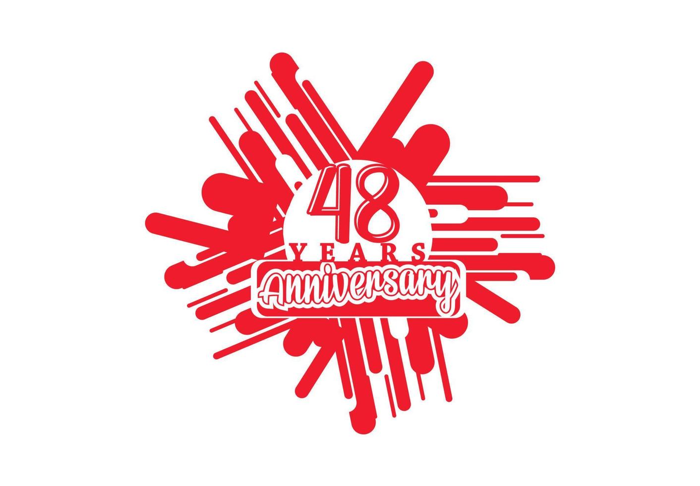 Diseño de logotipo y pegatina de aniversario de 48 años. vector