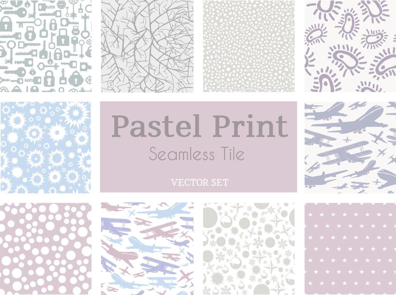 silueta de un patrón floral azulejo pastel corte archivo vector conjunto sin costuras