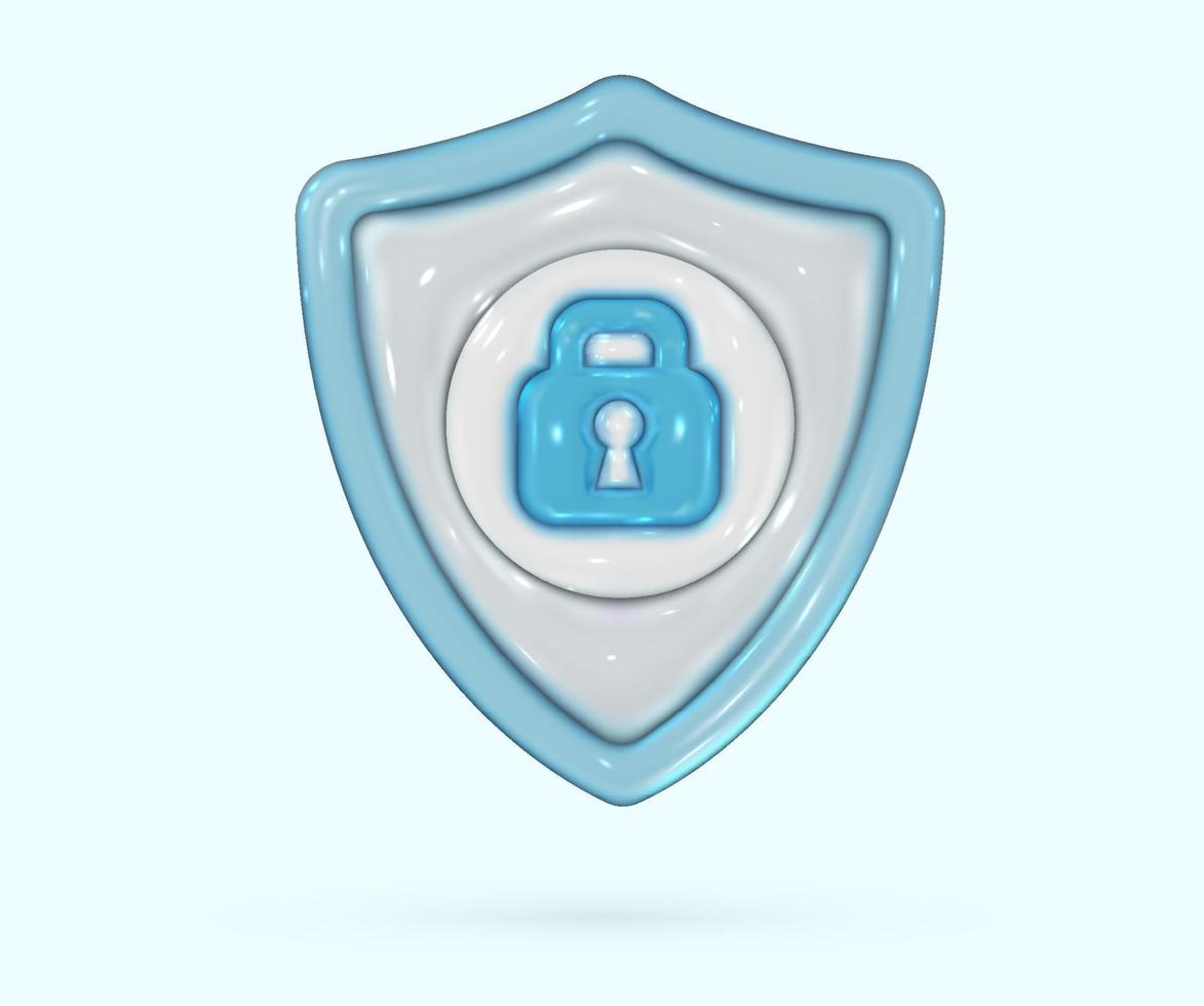 3d glossy shield in realistic style. vector