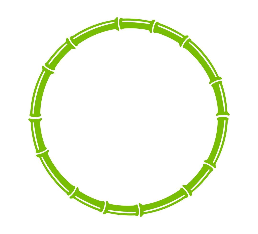 marco de círculo de tronco de bambú verde. cuadro de texto redondo natural. borde de la rama de bambú. plantilla de marco en blanco. ilustración vectorial aislada en estilo plano sobre fondo blanco vector