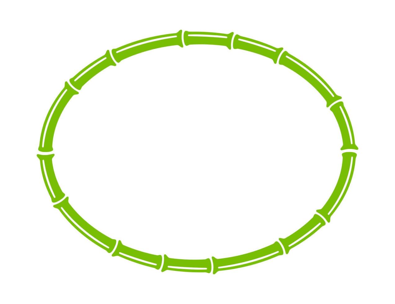 Green bamboo trunk oval frame. Natural ellipse text box. Bamboo branch border. Blank frame template. Vector illustration isolated in flat style on white background