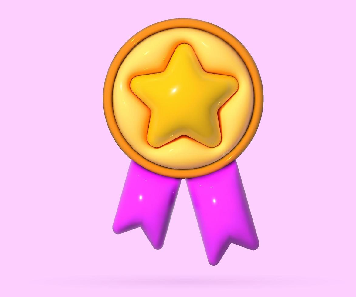 Winner medal in 3d cartoon style vector