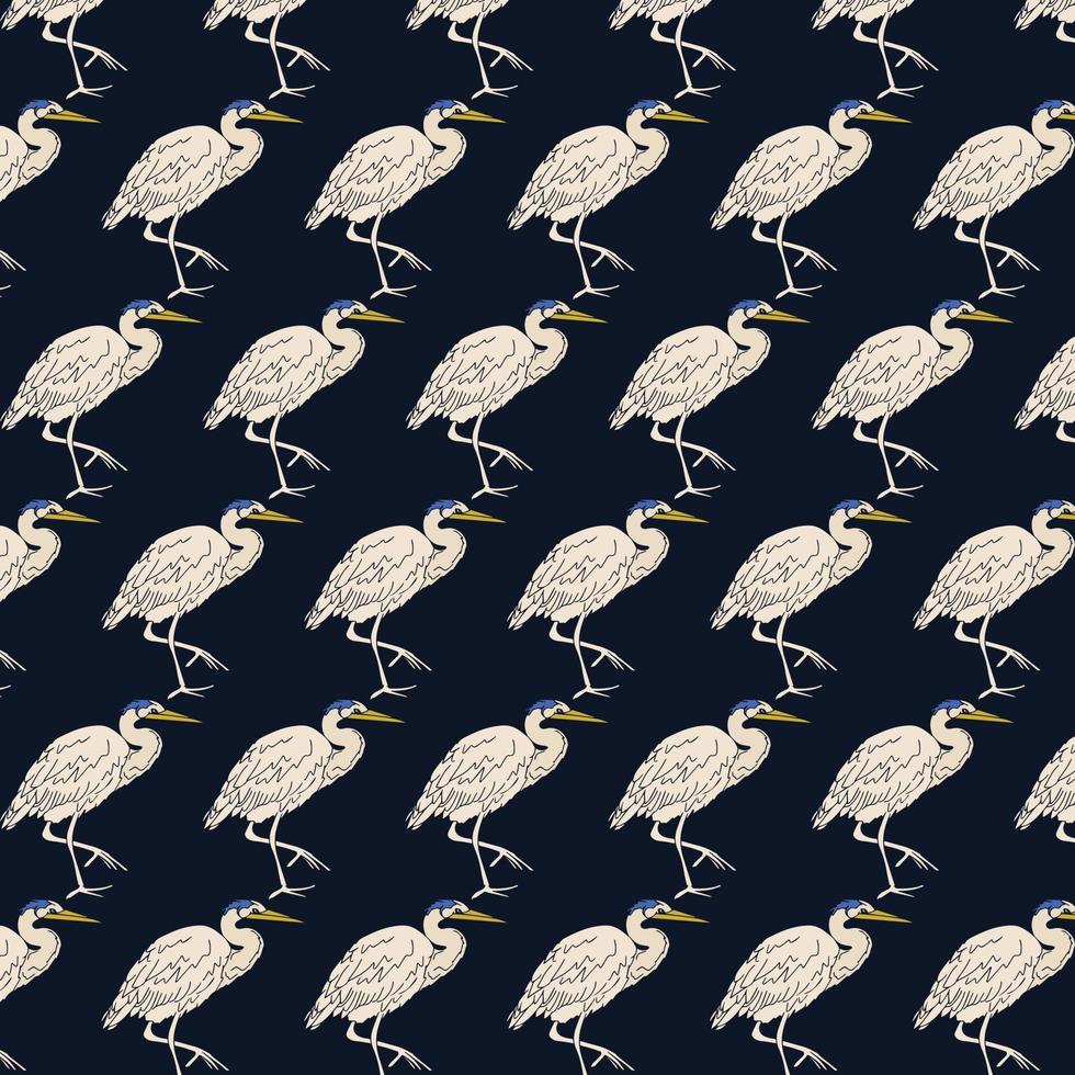 Heron Bird Hand drawn pattern design vector
