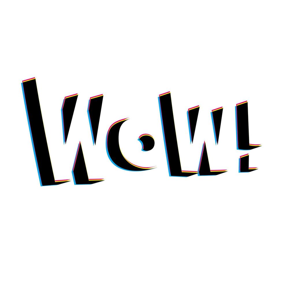 wow letras con efecto estéreo retro vector