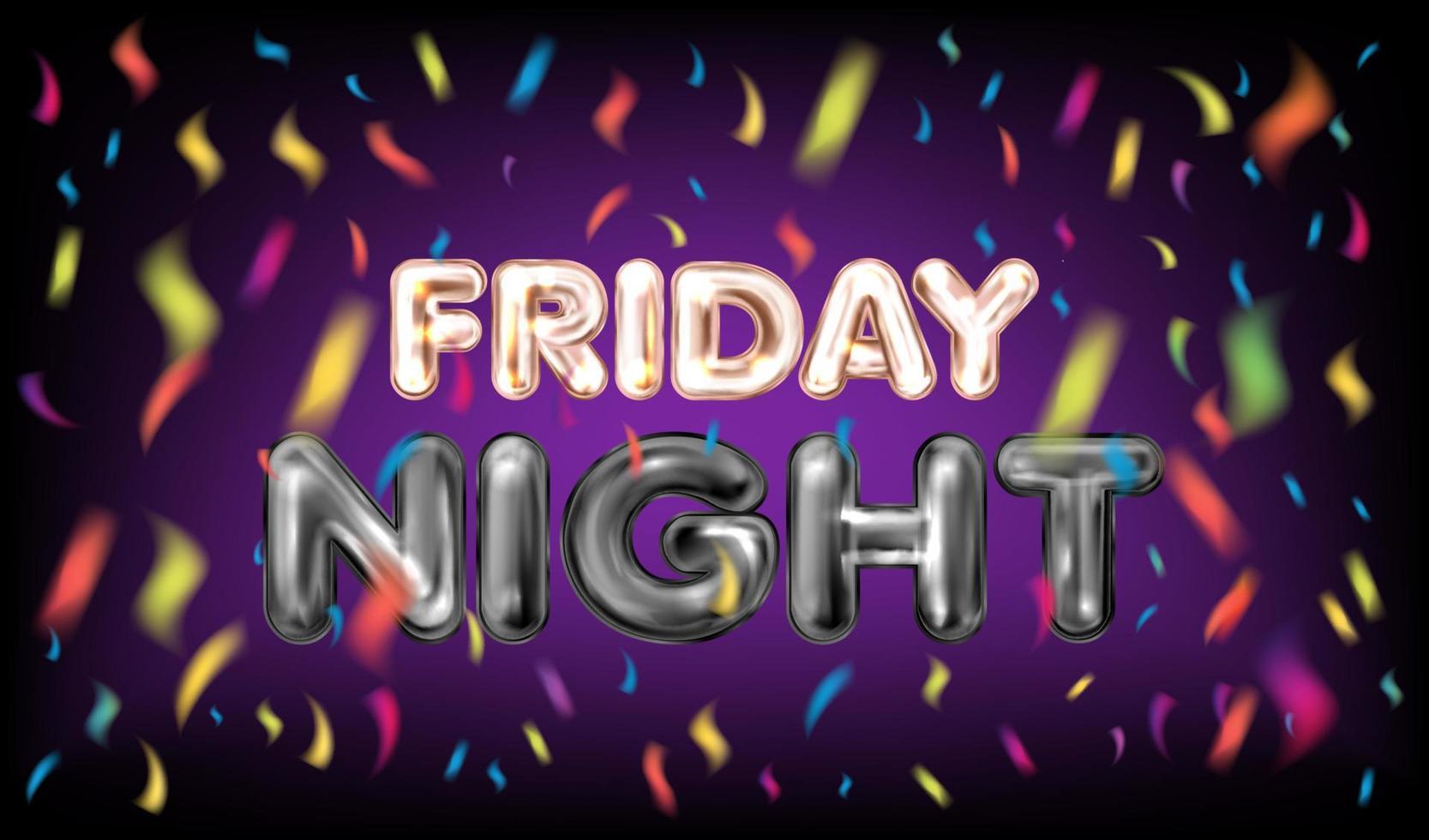 Friday night violet banner with confetti vector