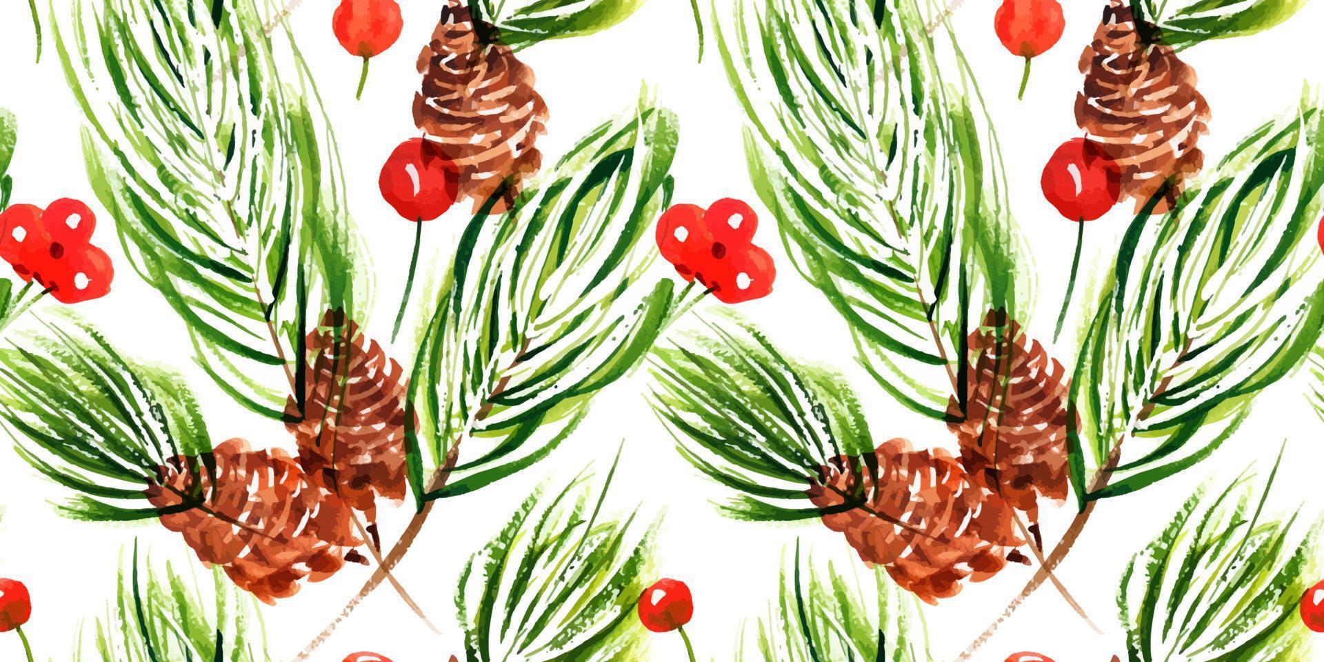 Pine branches Christmas seamless pattern vector