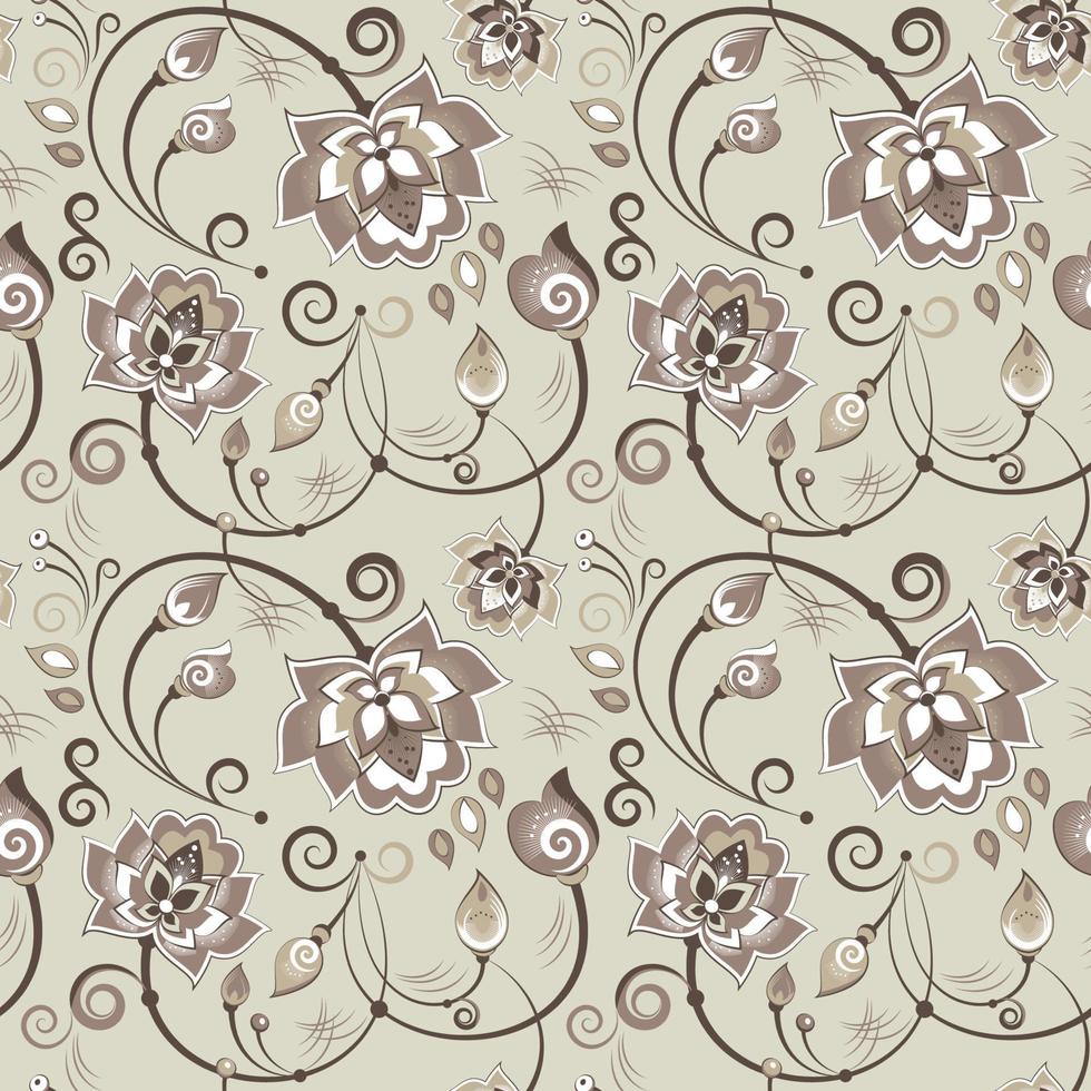 Floral seamless pattern in beige color scheme vector