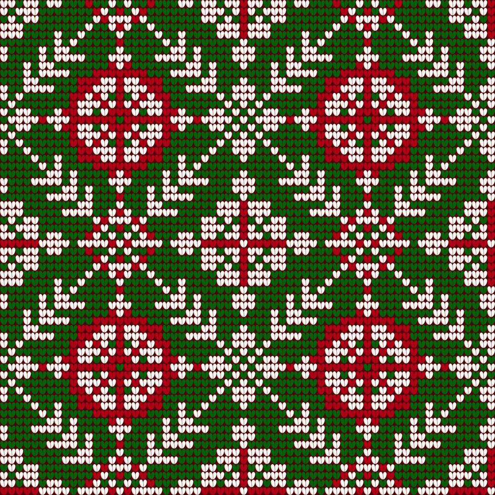 patrón de tejido navideño de la abuela en colores rojo, verde y blanco vector