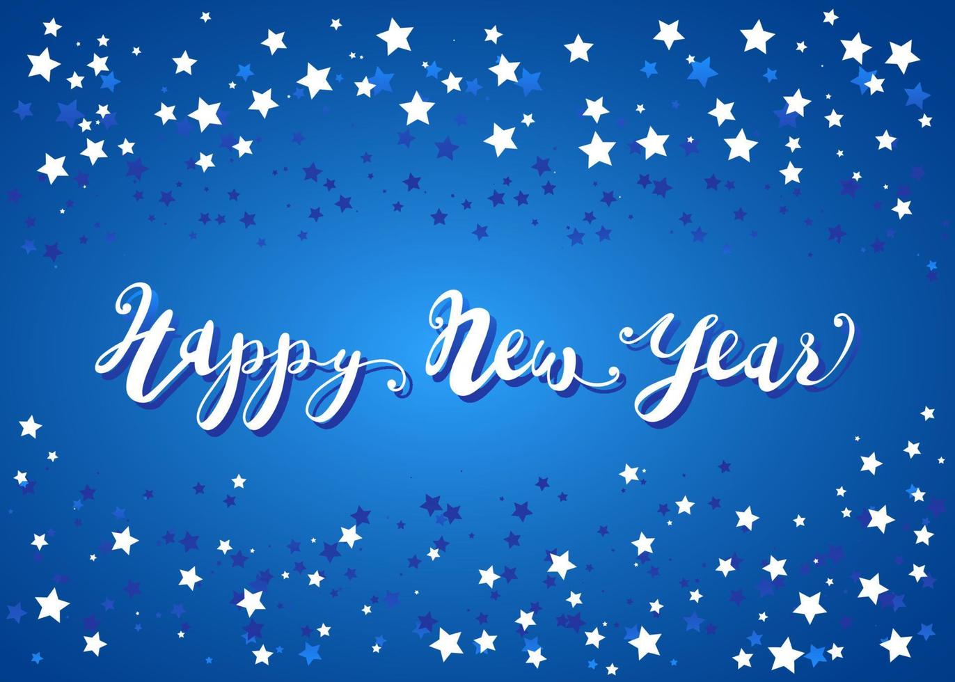 Happy New Year Lettering Card with stars vector