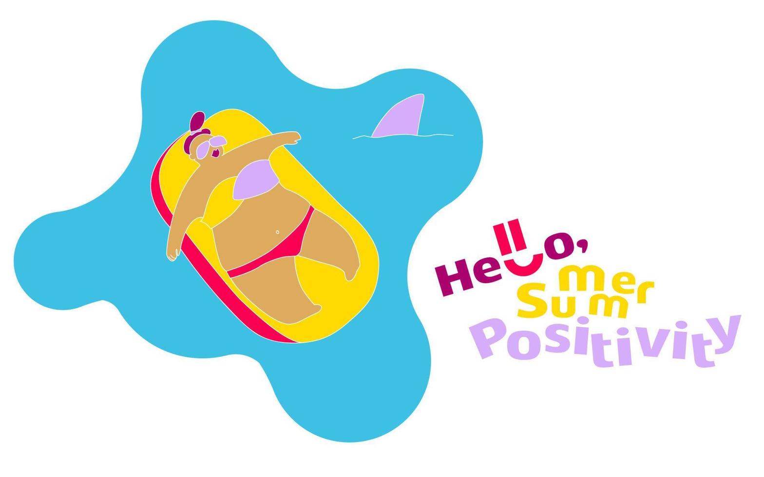 Funny Happy Fat Girl on the Beach vector