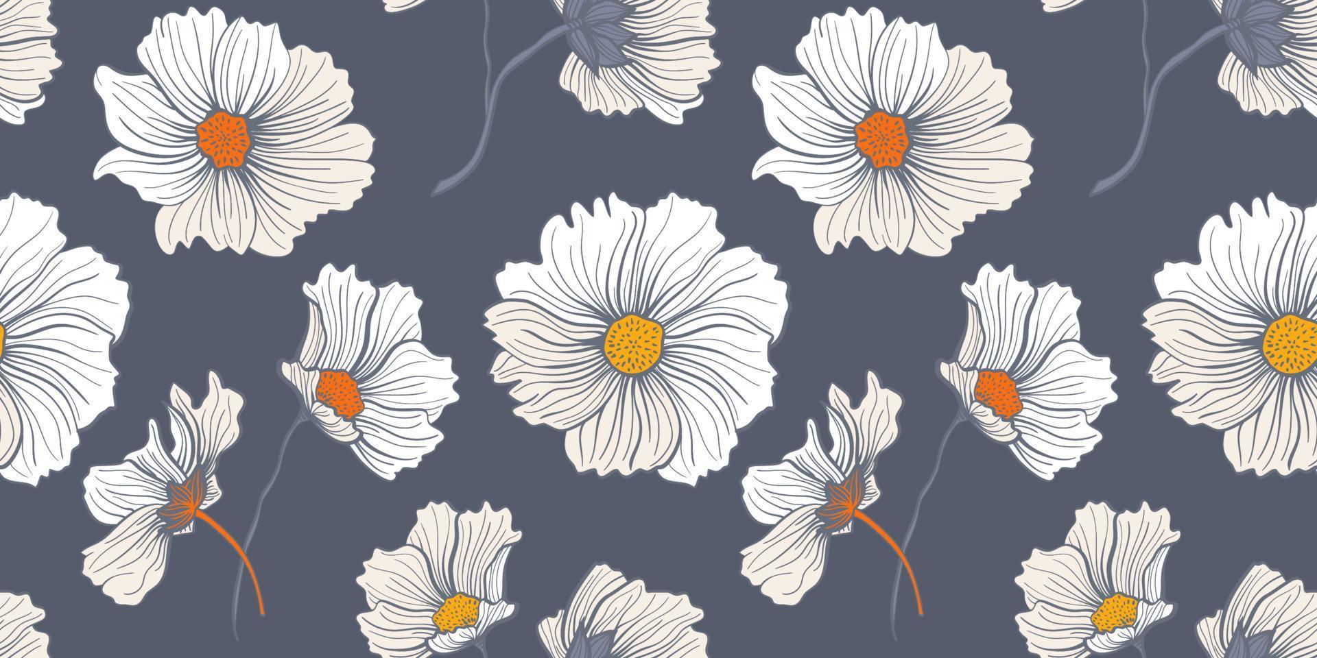Summer white daisy flowers for seamless pattern vector
