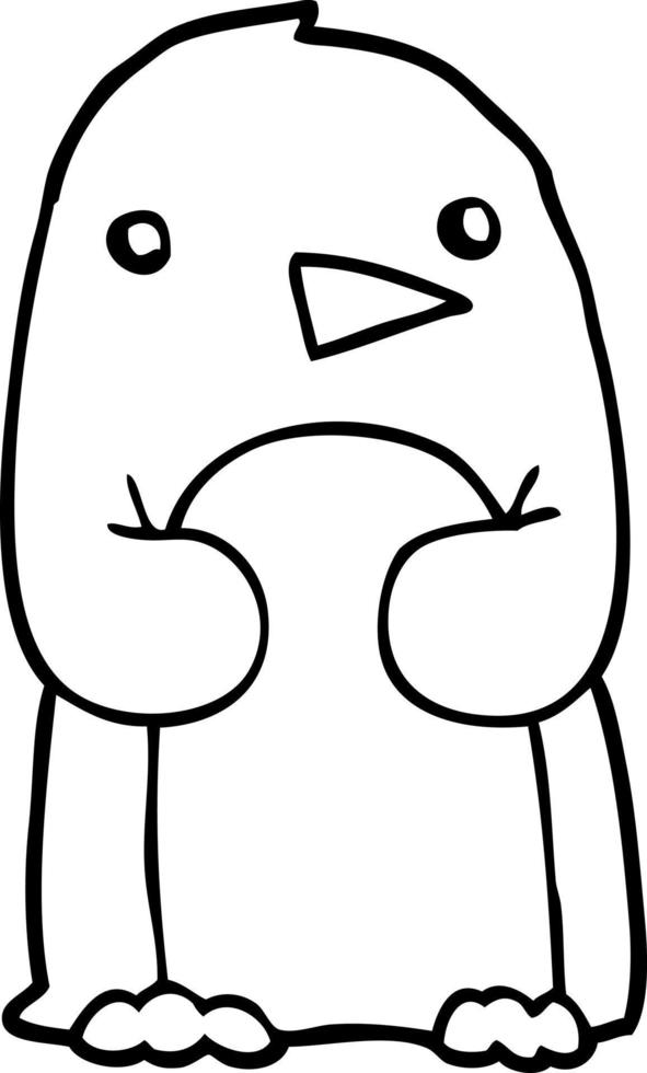 line drawing cartoon penguin vector