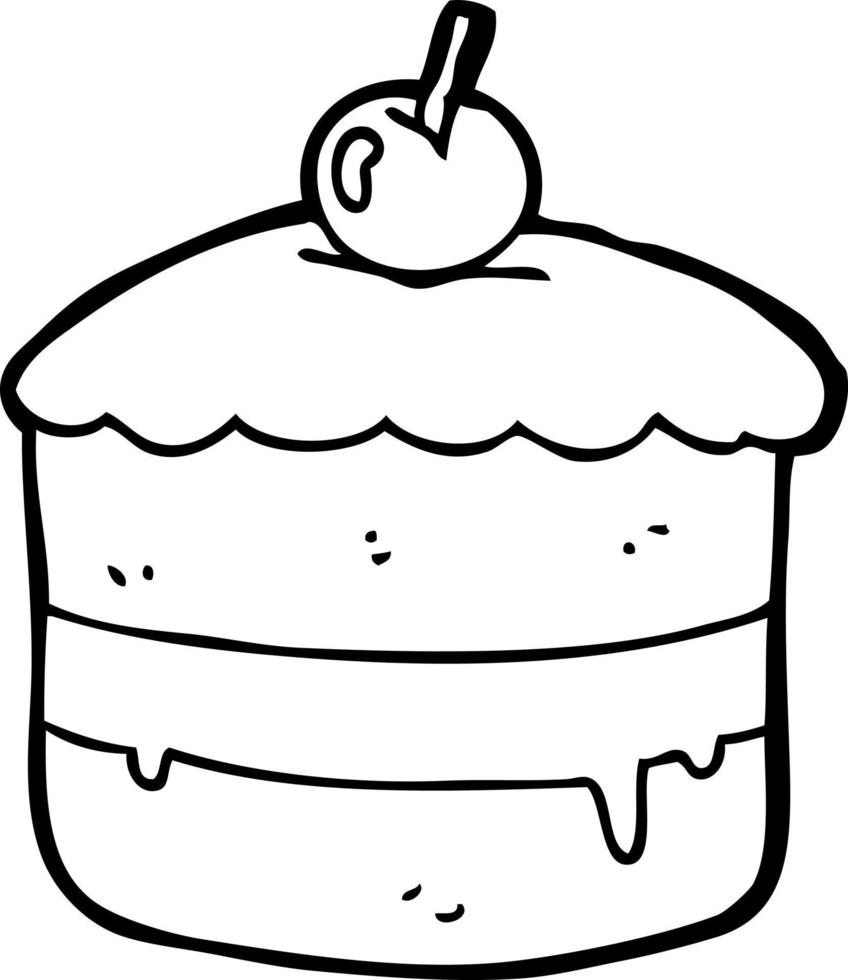 line drawing cartoon cake vector