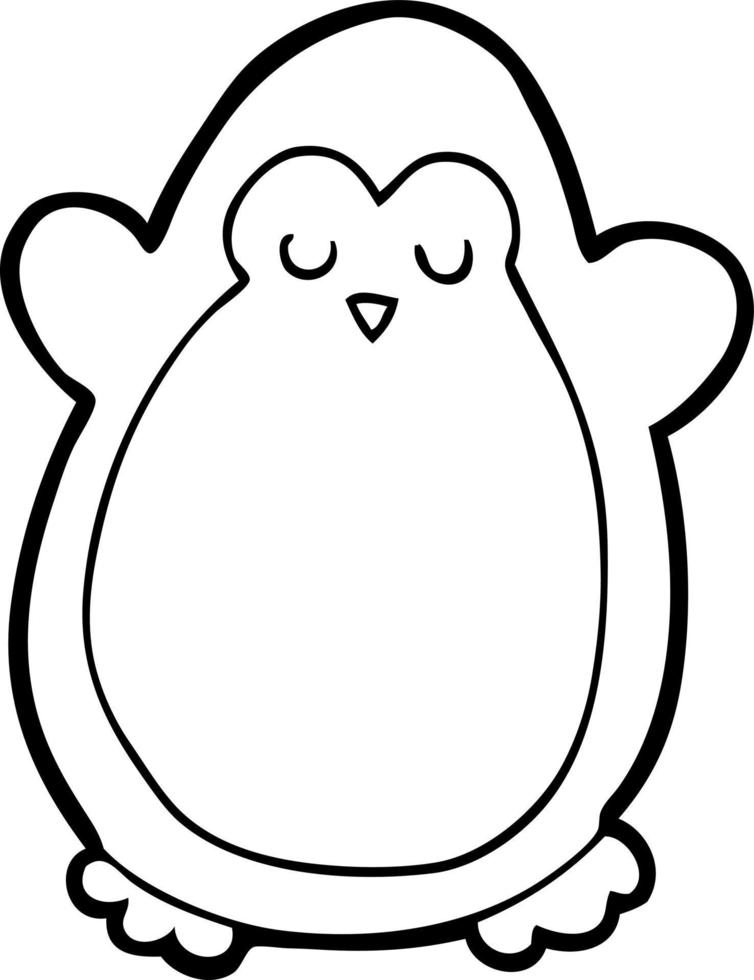 line drawing cartoon penguin vector