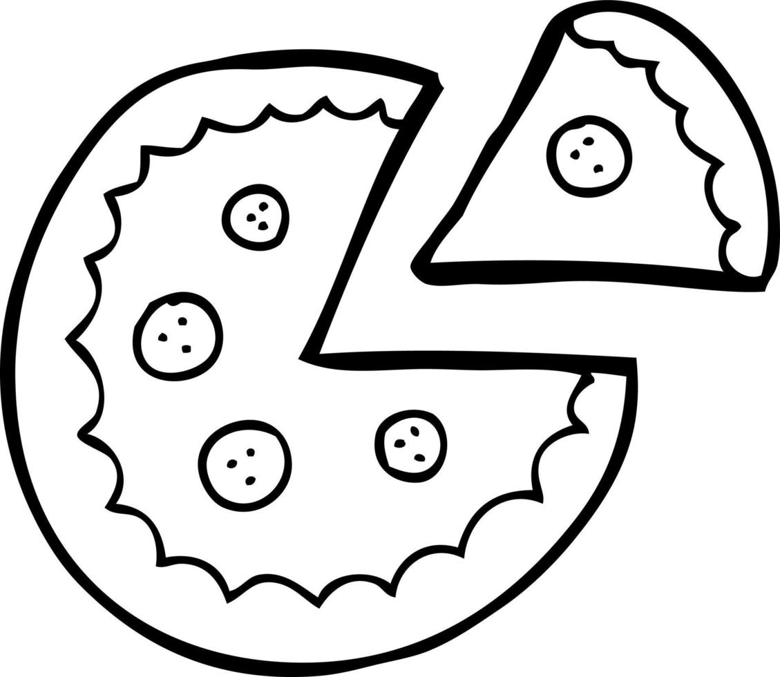 line drawing cartoon pizza vector