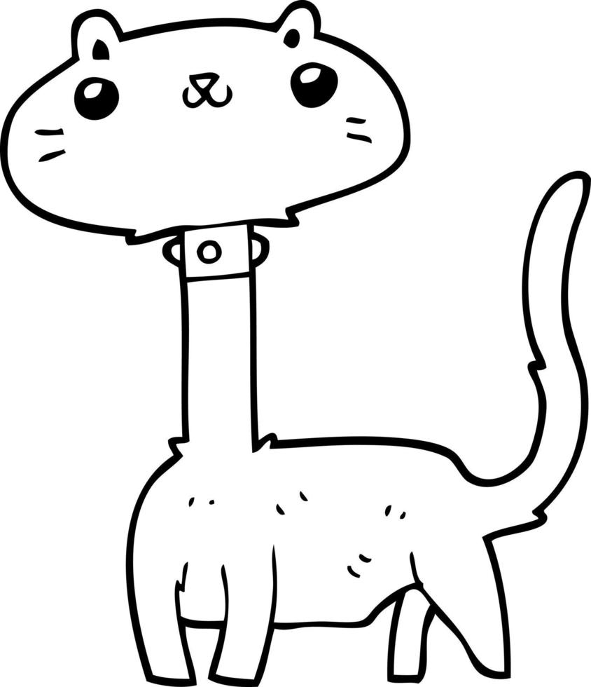 line drawing cartoon cat vector