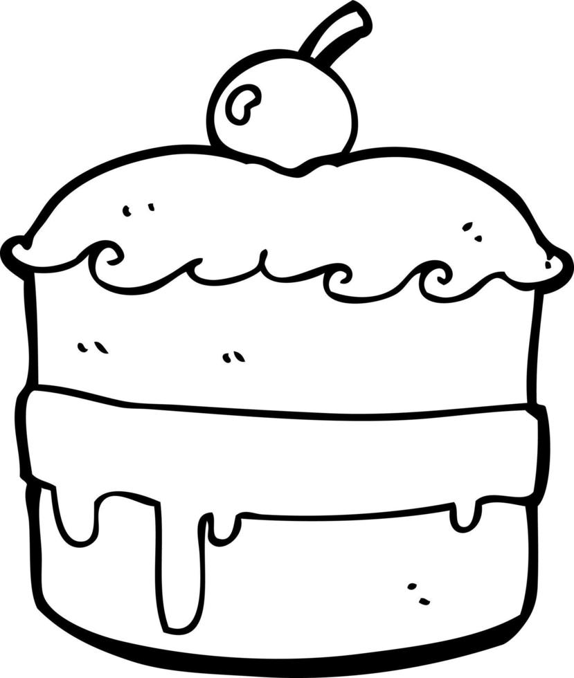 line drawing cartoon cake vector