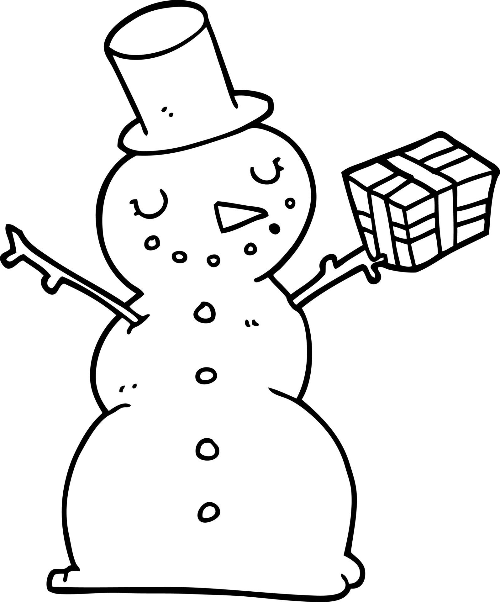 line drawing cartoon snowman 12701738 Vector Art at Vecteezy