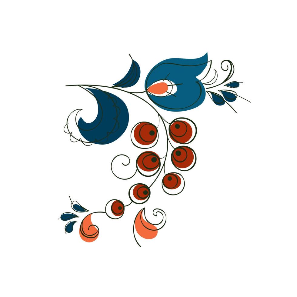 Fantasy Currant in Russian ornamental style, dark blue vector