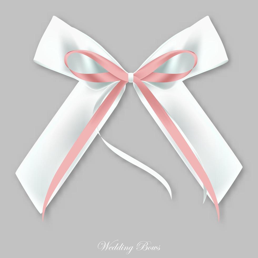 Wedding pink white silk bow vector