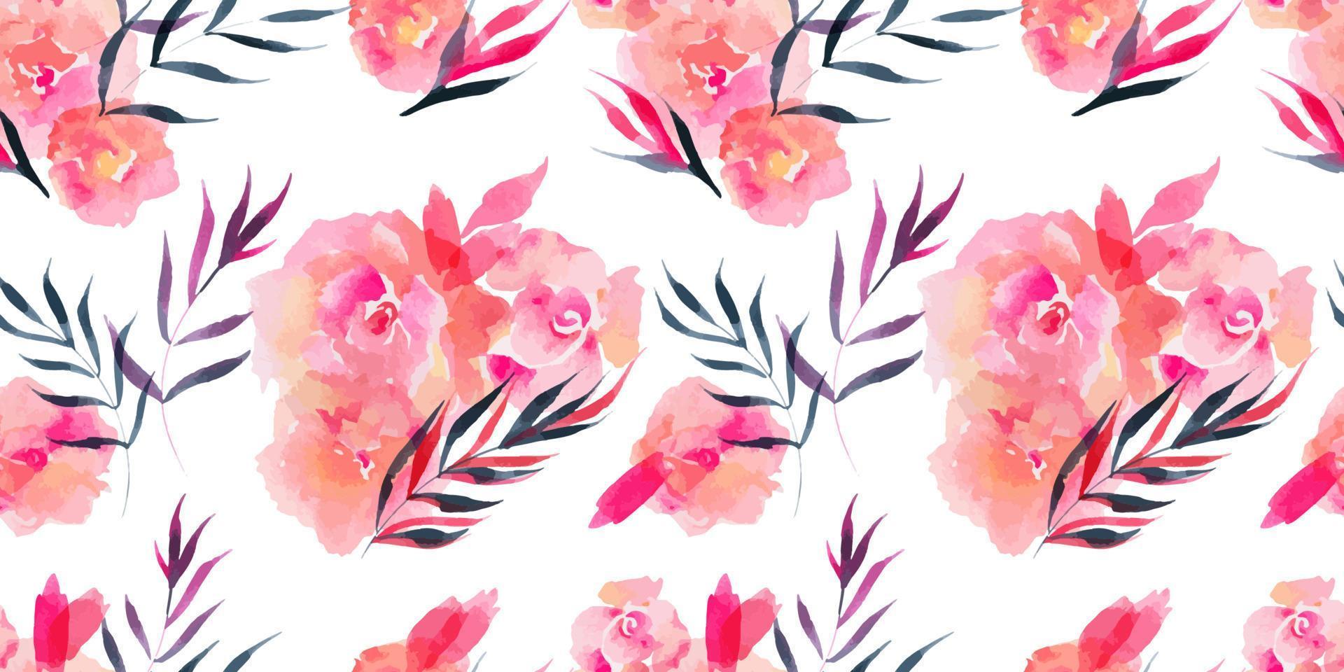 Roses and willow bouquets seamless pattern vector