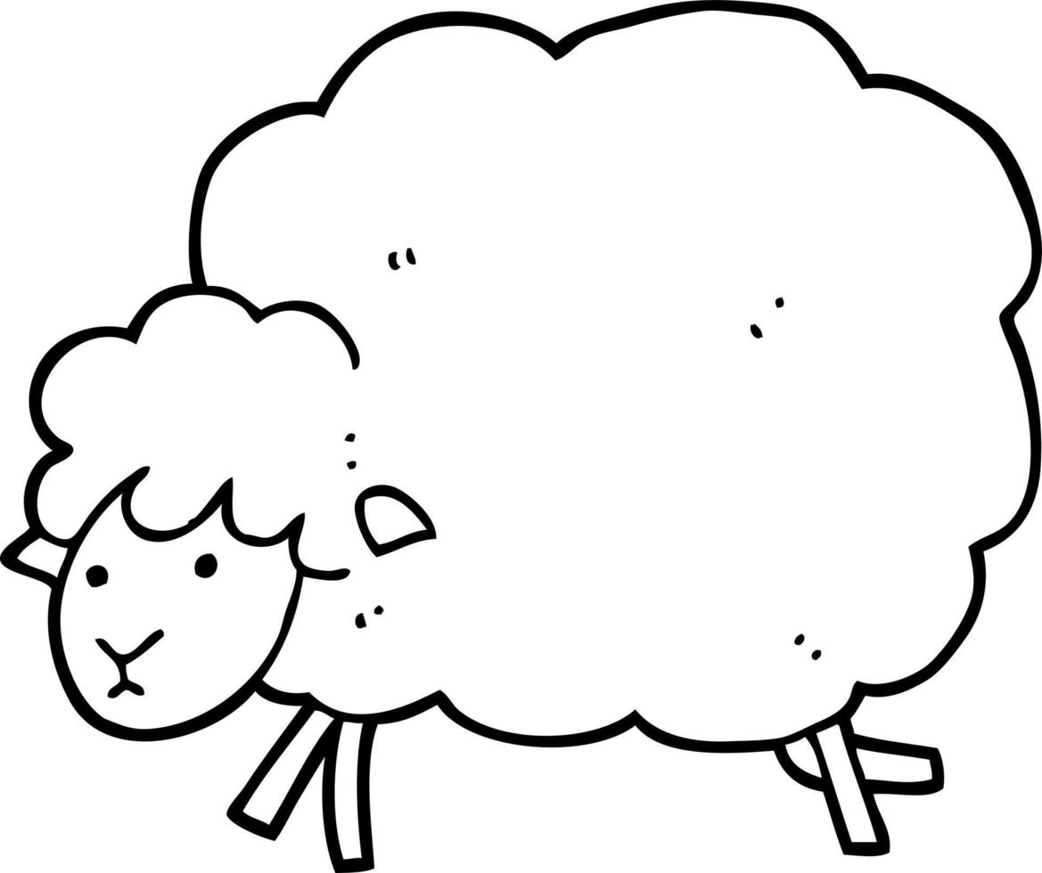 line drawing cartoon sheep vector