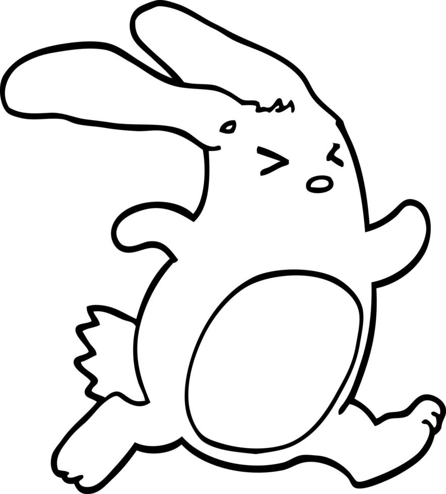 line drawing cartoon rabbit vector