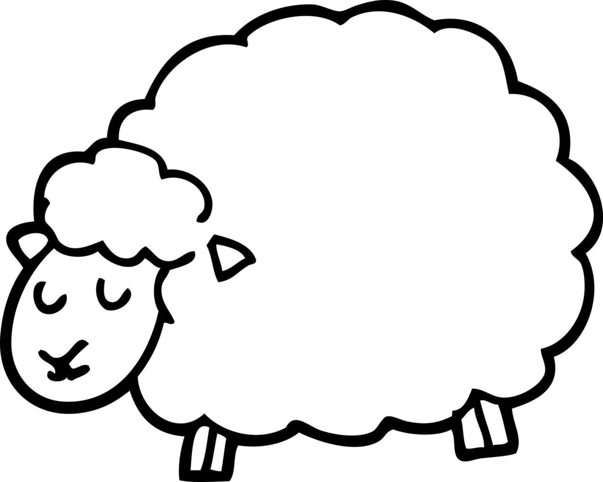 line drawing cartoon sheep vector