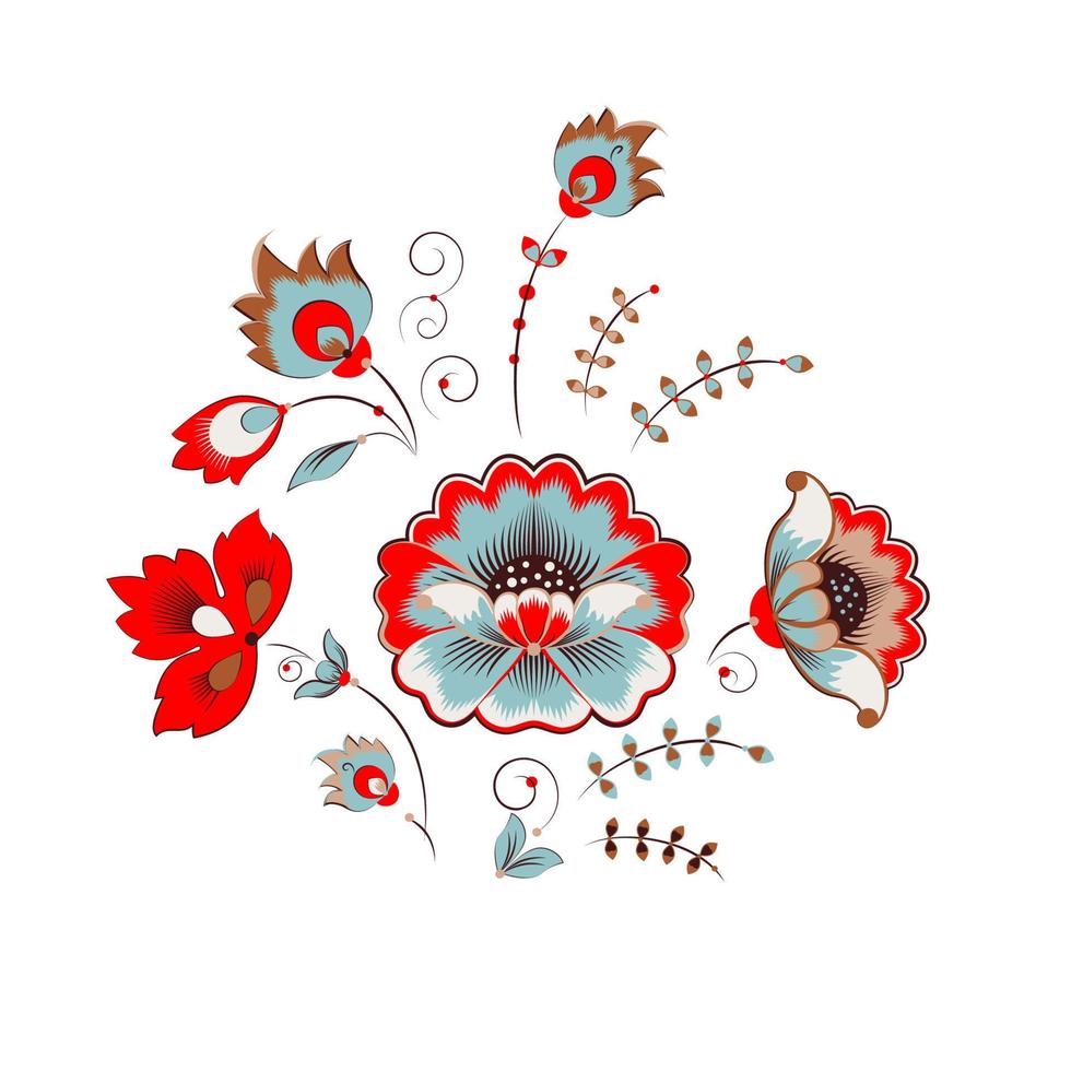 Russian peony ornament vector