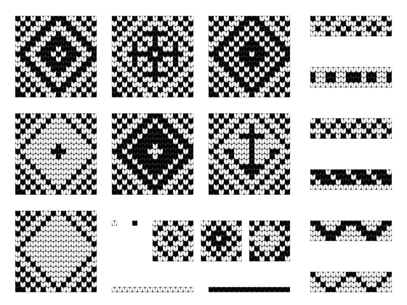 Set of Grandma marine knitting patterns vector