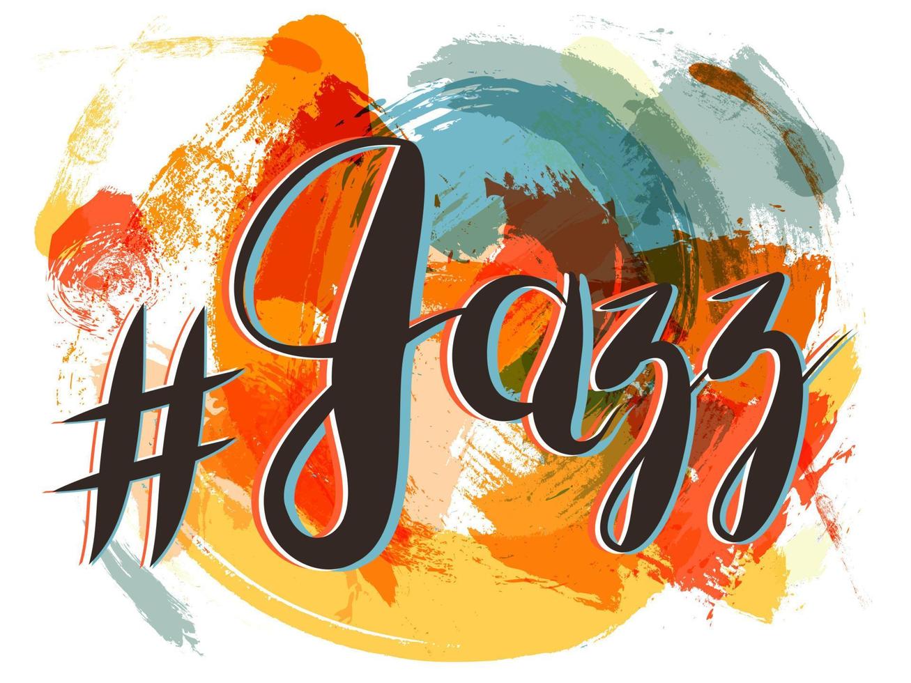 hashtag letras de jazz en el fondo del punto, naranja y rojo vector