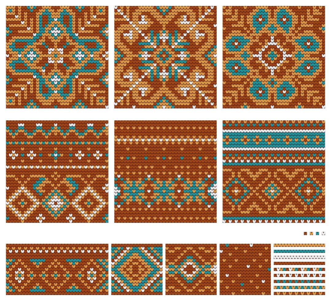 Set of Norwegian Star knitting patterns vector