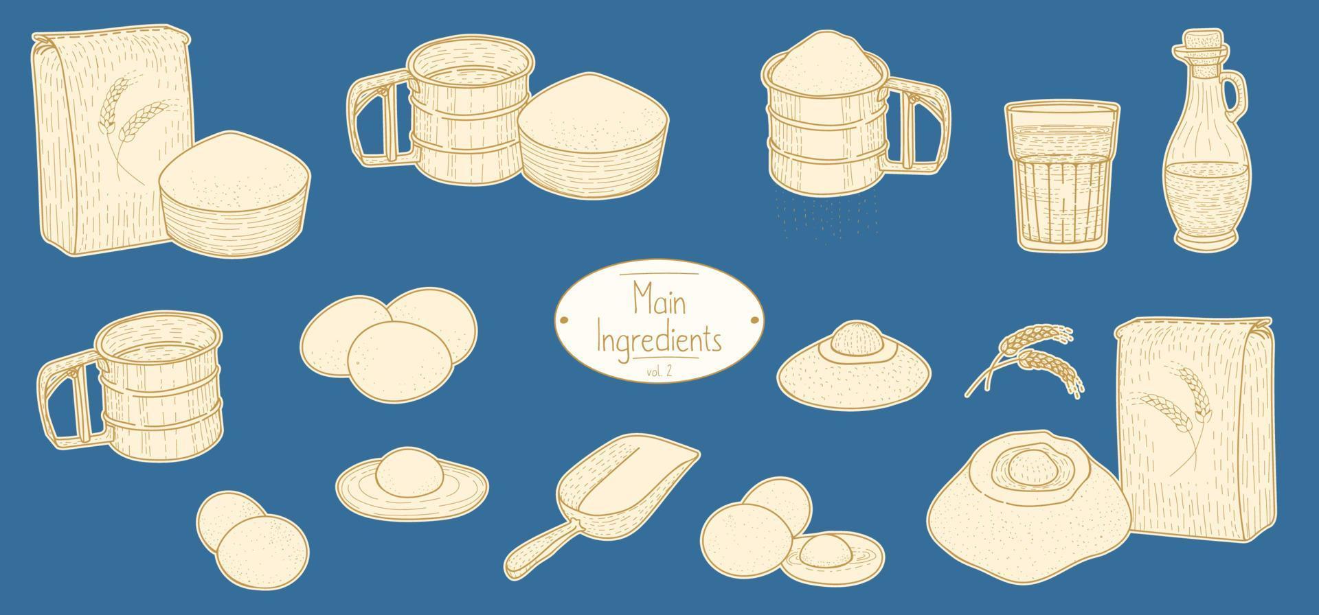 Main ingredients of Italian Pasta recipe vector