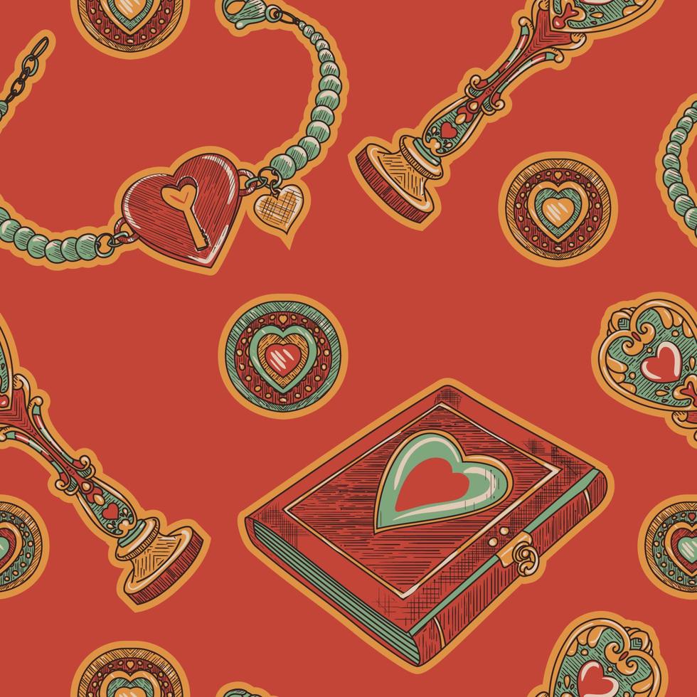 Valentine Day red vintage seamless pattern vector