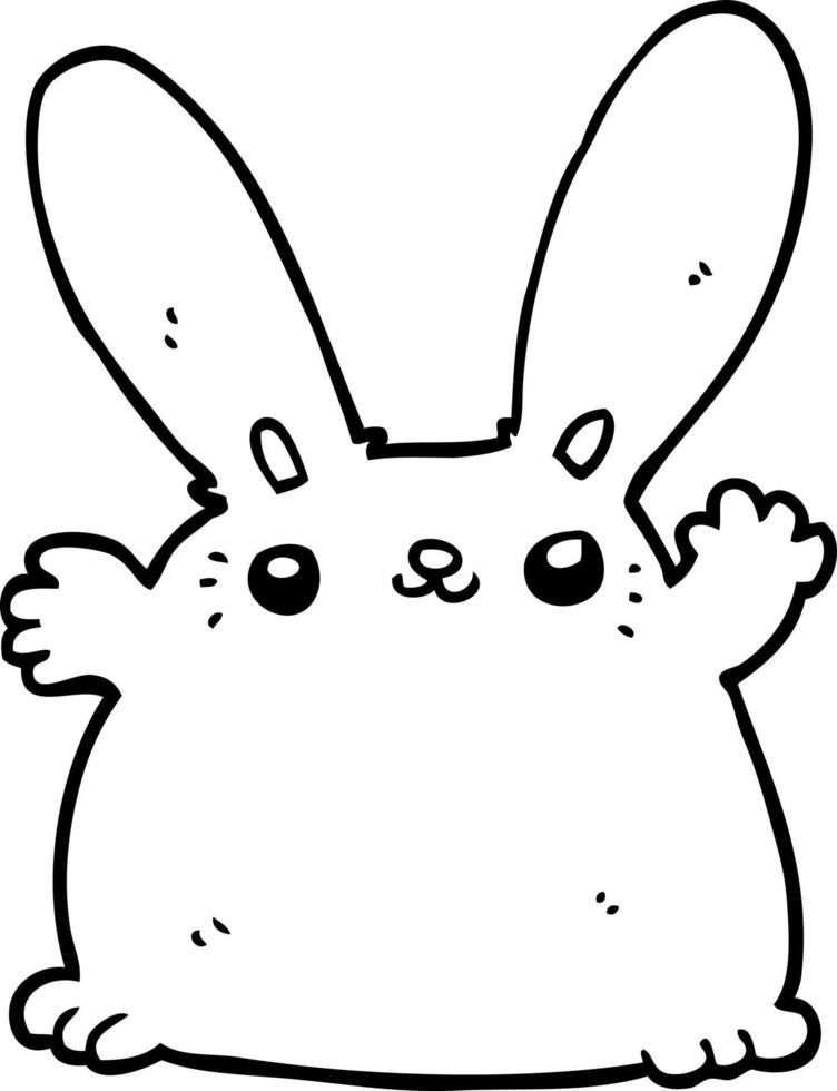 line drawing cartoon rabbit vector
