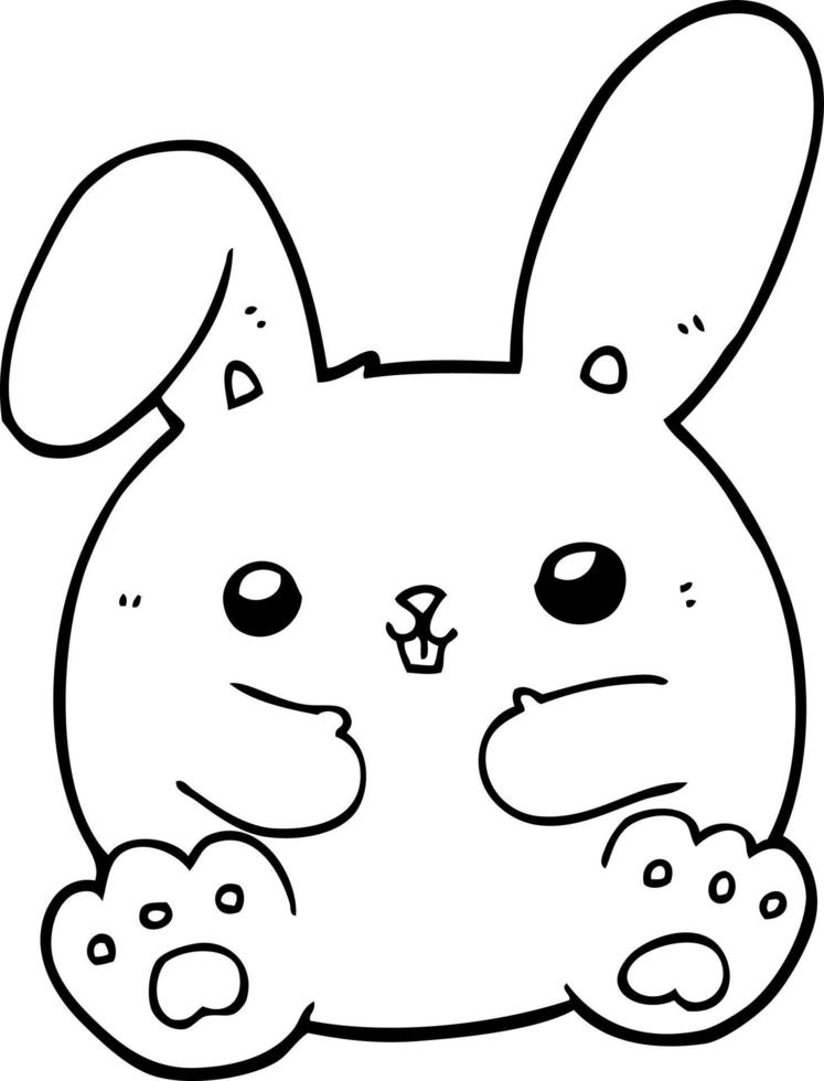 line drawing cartoon rabbit vector