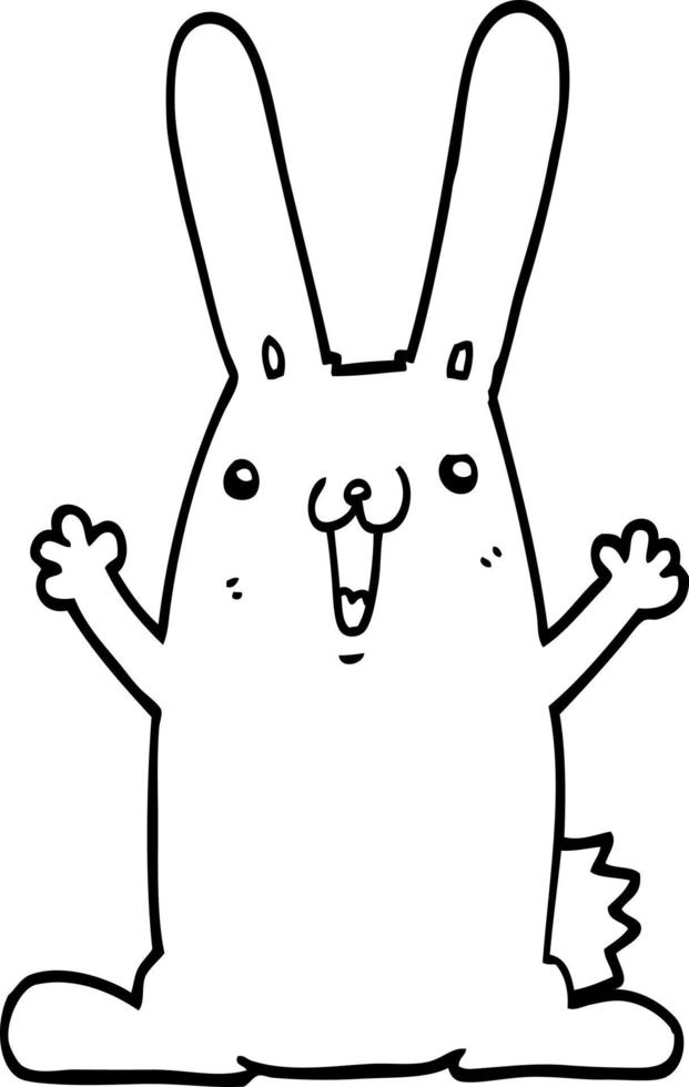 line drawing cartoon rabbit vector