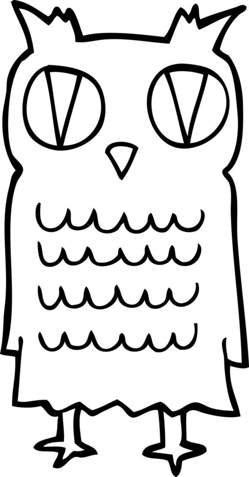 line drawing cartoon owl vector