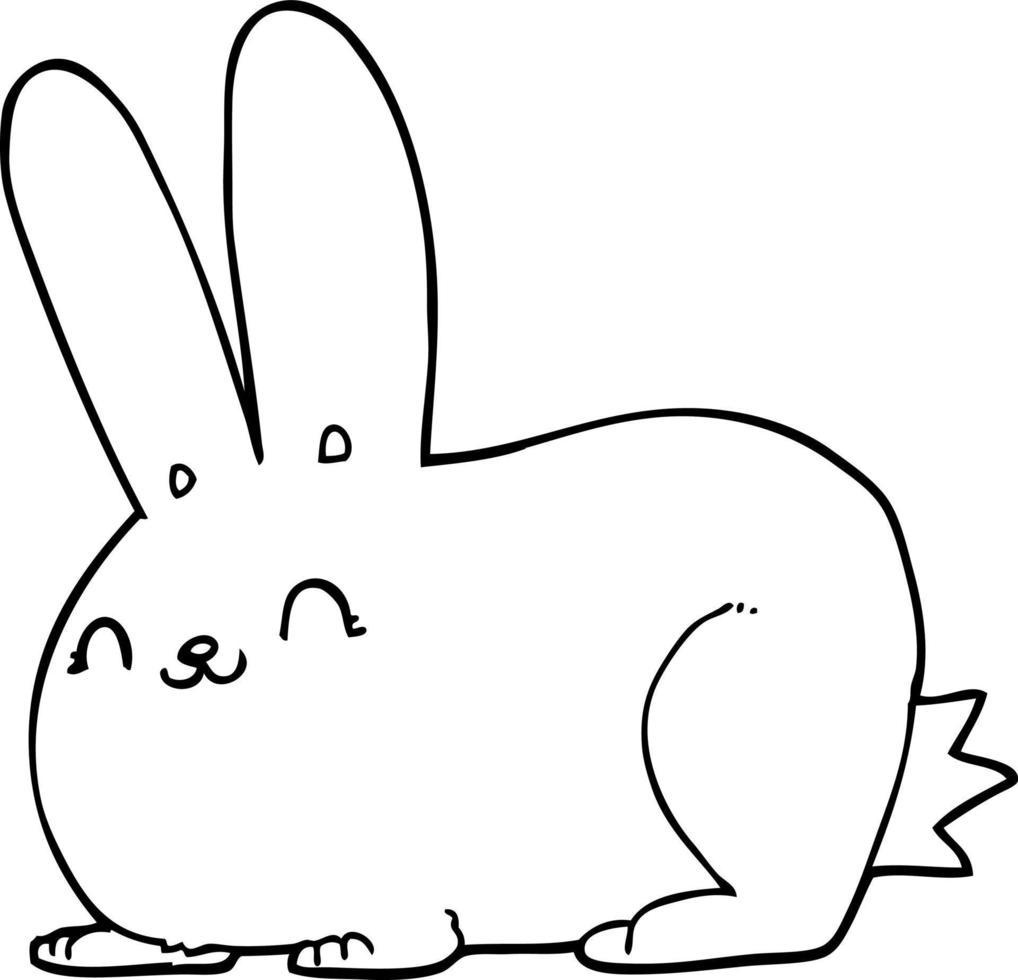 line drawing cartoon rabbit vector