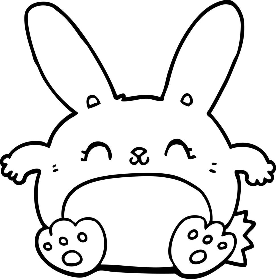 line drawing cartoon rabbit vector