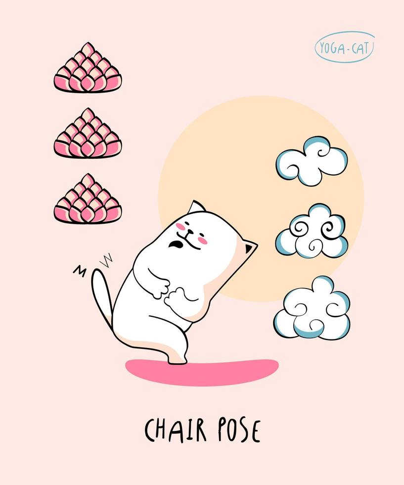 yoga-gato en pose de silla vector