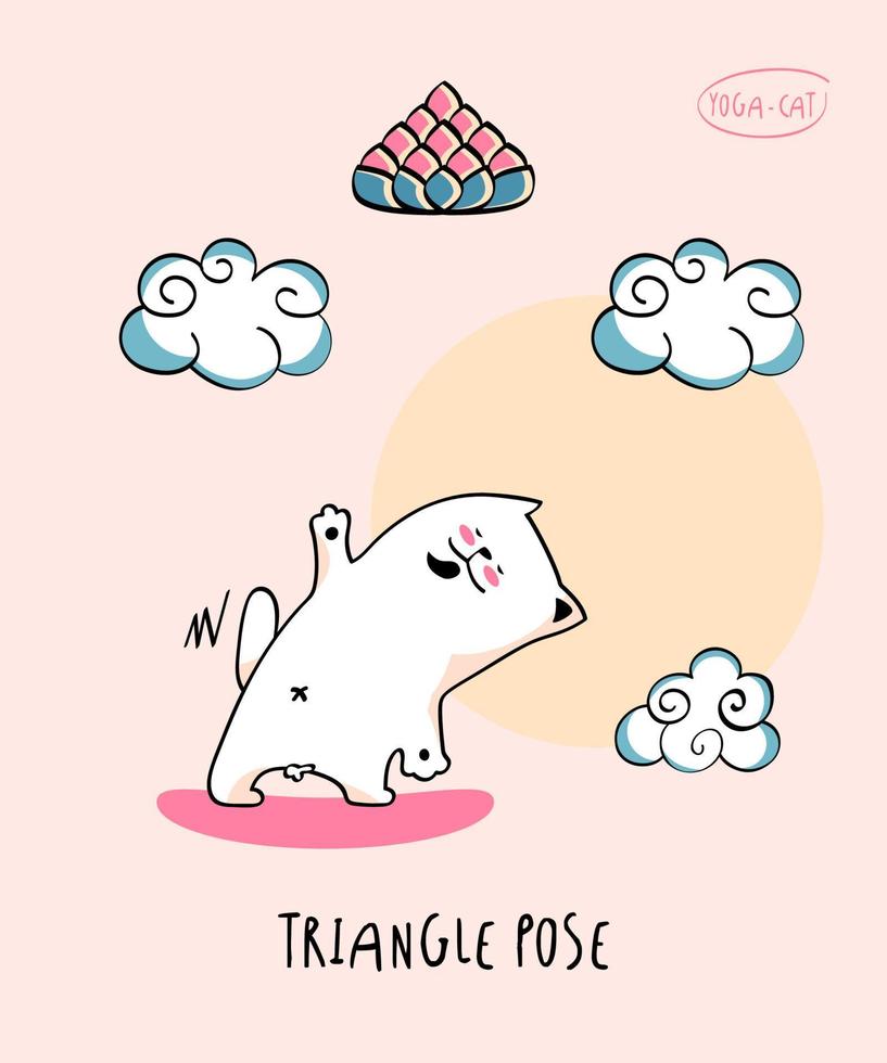 Yoga Cat in triangle pose vector