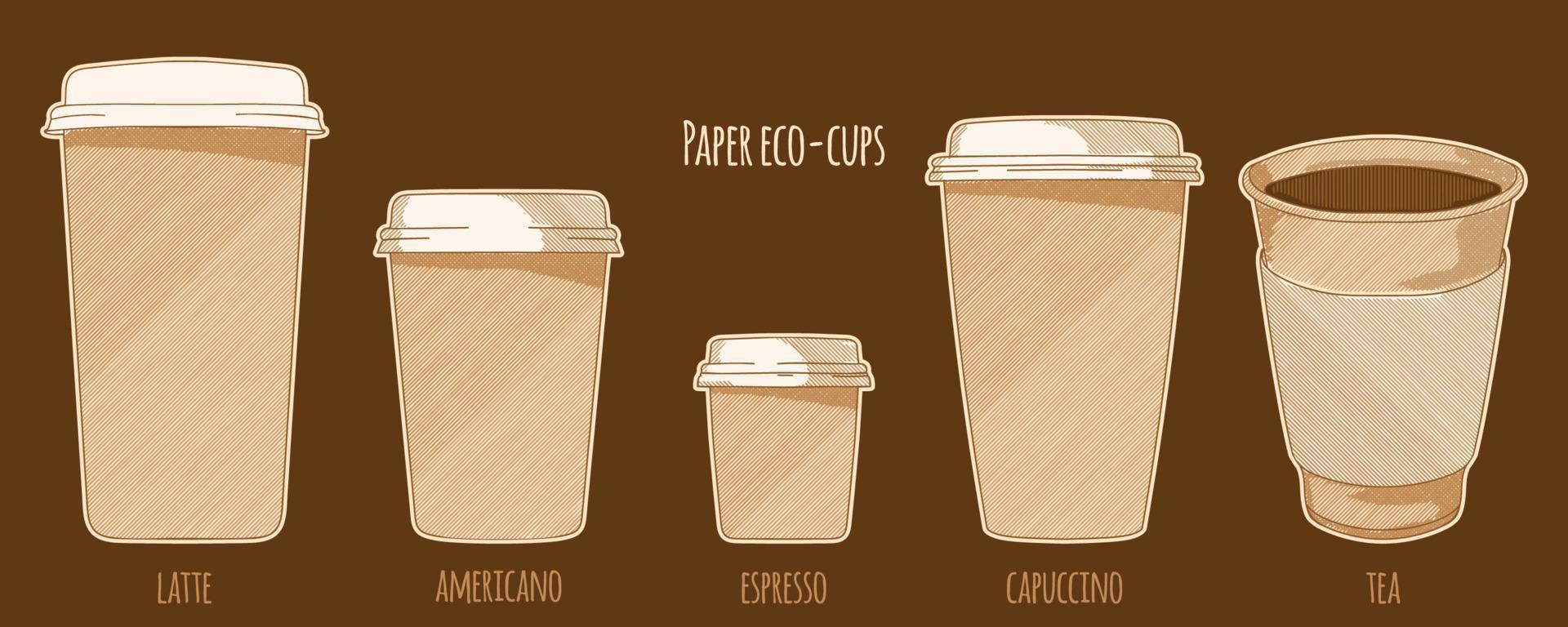 Paper cups for hot drinks vector