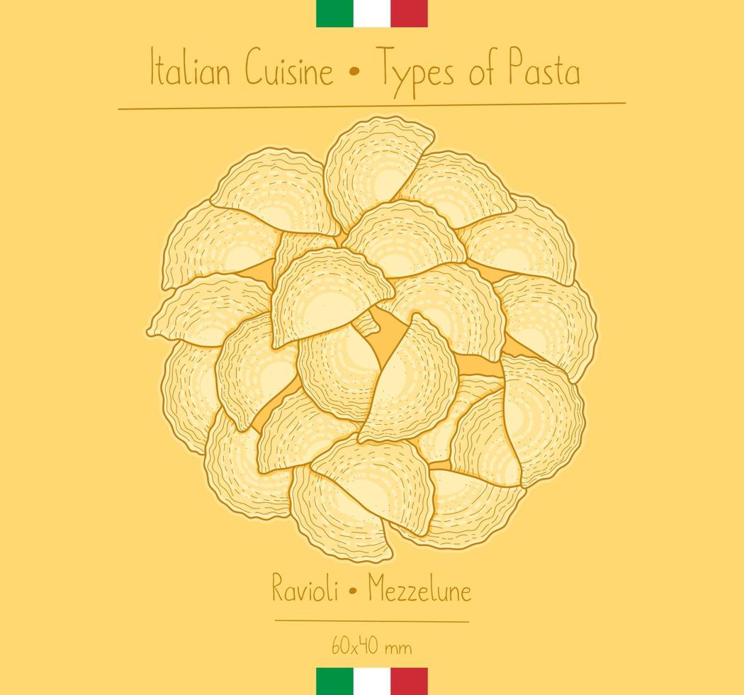 Italian Food Half-Circular Ravioli Pasta aka Mezzelune vector